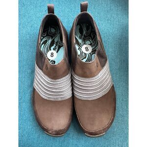 Teva Shay Brown Leather Pleated Slip On Comfort Shoes US8 NWT